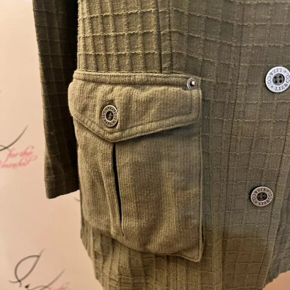 Liz Claiborne. Size Small Oversized. Green Long Sleeve Tunic. Cotton. B113 - Picture 4 of 6